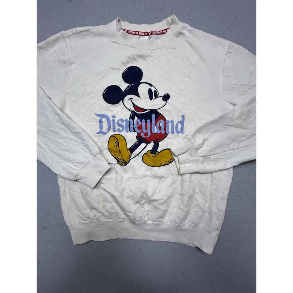 Disney Disneyland Mickey Mouse Fleece Sweatshirt Cream Small S EU S Unisex